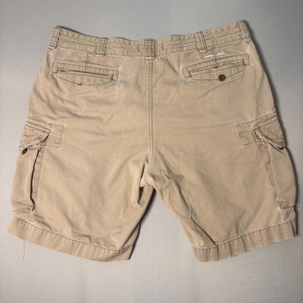 Polo Ralph Lauren Mens Cargo Shorts Khaki Tan Cotton Twill Size 42 Utility